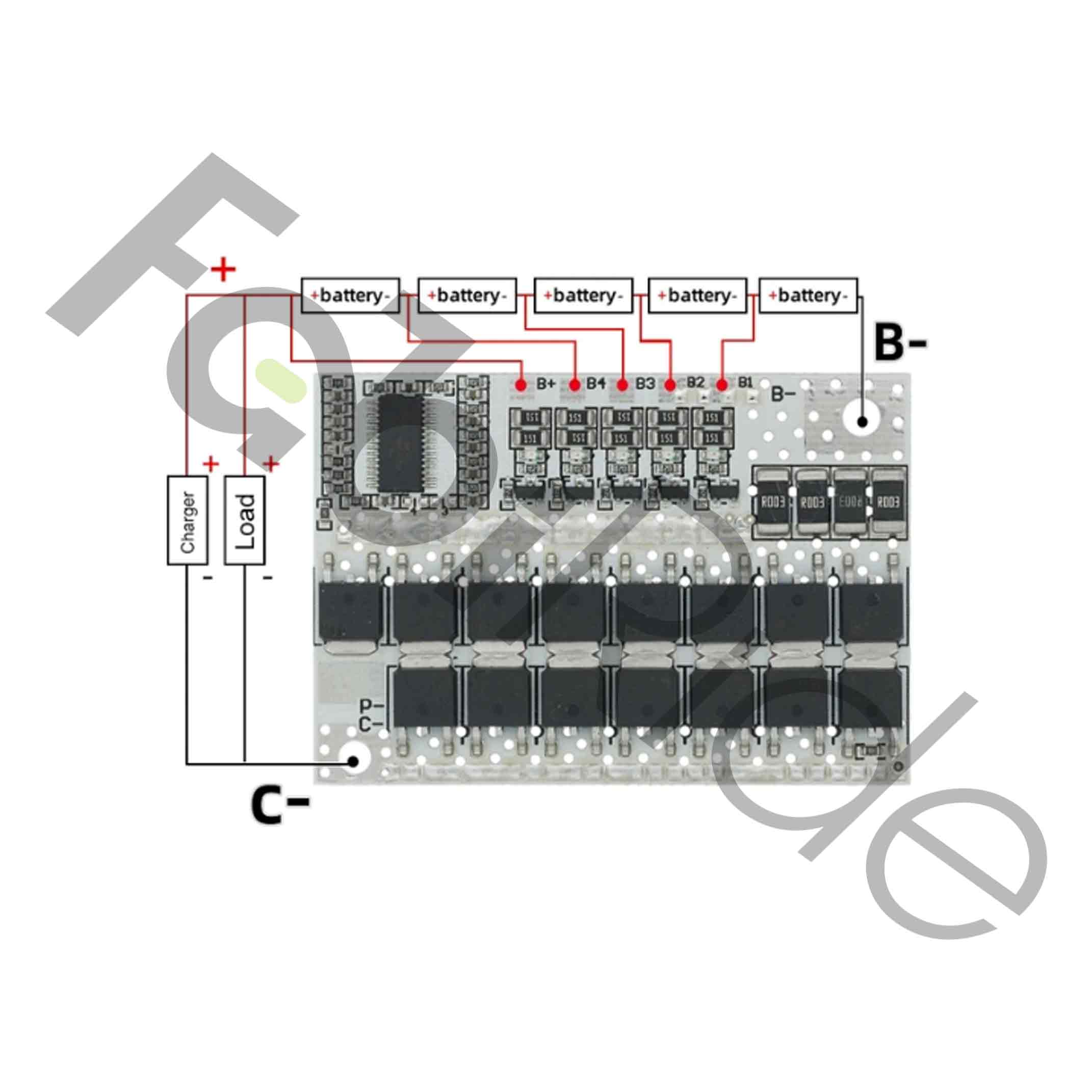 Carte de protection BMS 5S 18V 100A pour packs Li-ion et Li-Po