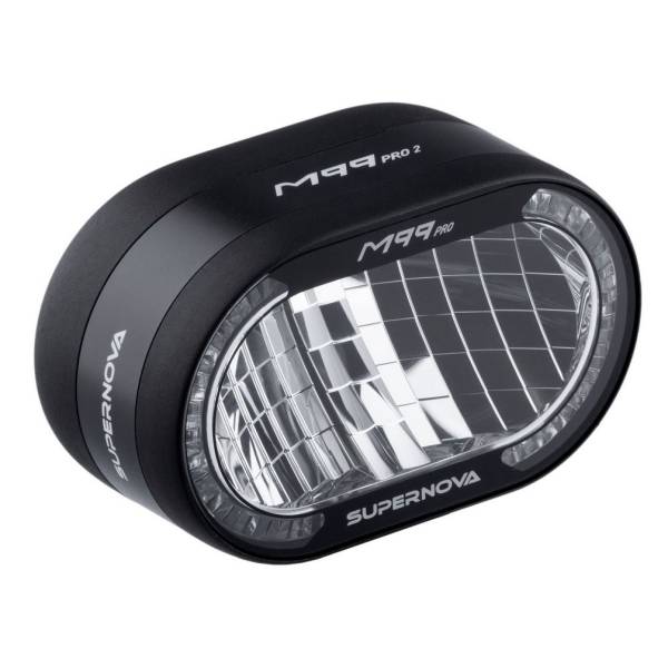 Supernova M99 PRO 2 e-dviračio priekinis žibintas su aliuminio korpusu ir 16 LED matrica, vaizdas iš priekio